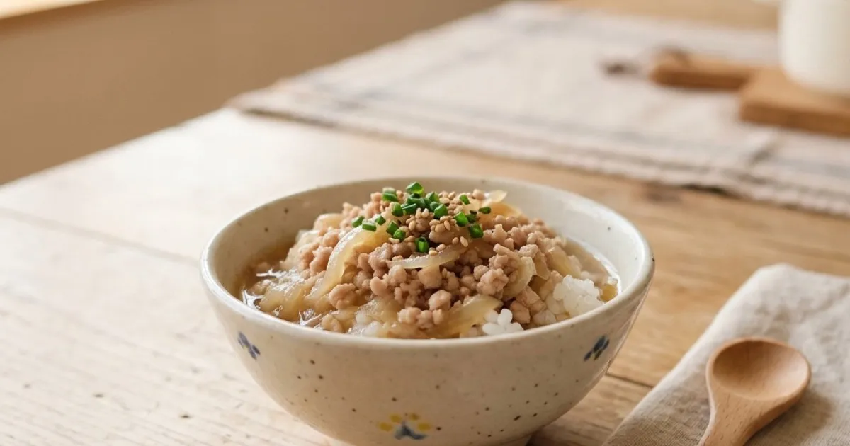 【幼児食】1歳半でもパクパク！ホットクックで作る「やわらか豚丼」レシピ（大人への取り分けも）